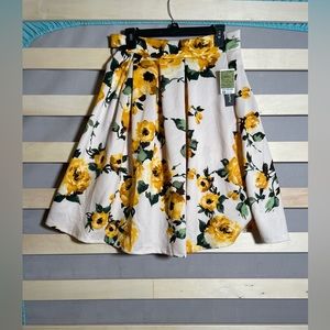 Yellow Floral “See You Monday” Midi Skirt
